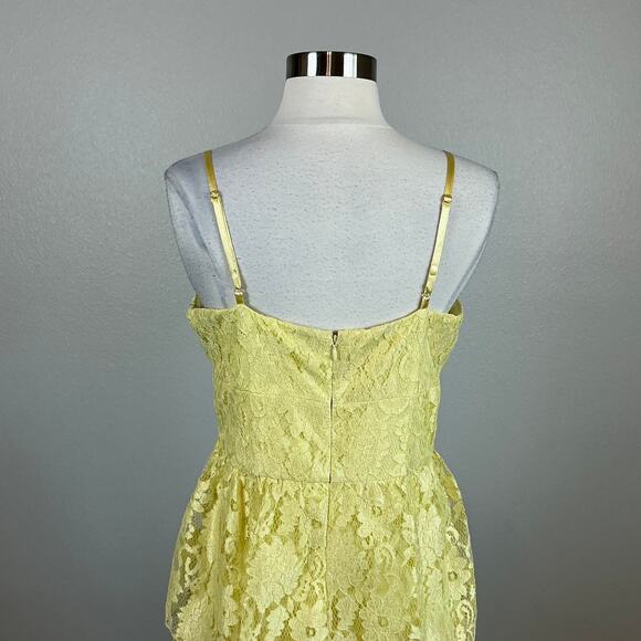 Colorful Yellow Lace Evening Gown Size 10 LAUNDRY Sleeveless Tiered Skirt Formal - Picture 8 of 13